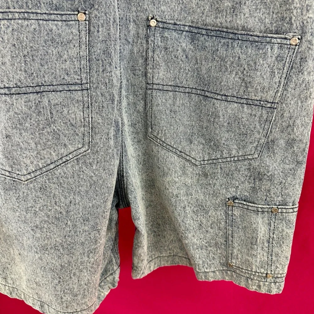 WeSC‎ Denim Bib Overall Shorts XL Unisex Light Wash Streetwear Overalls NWT